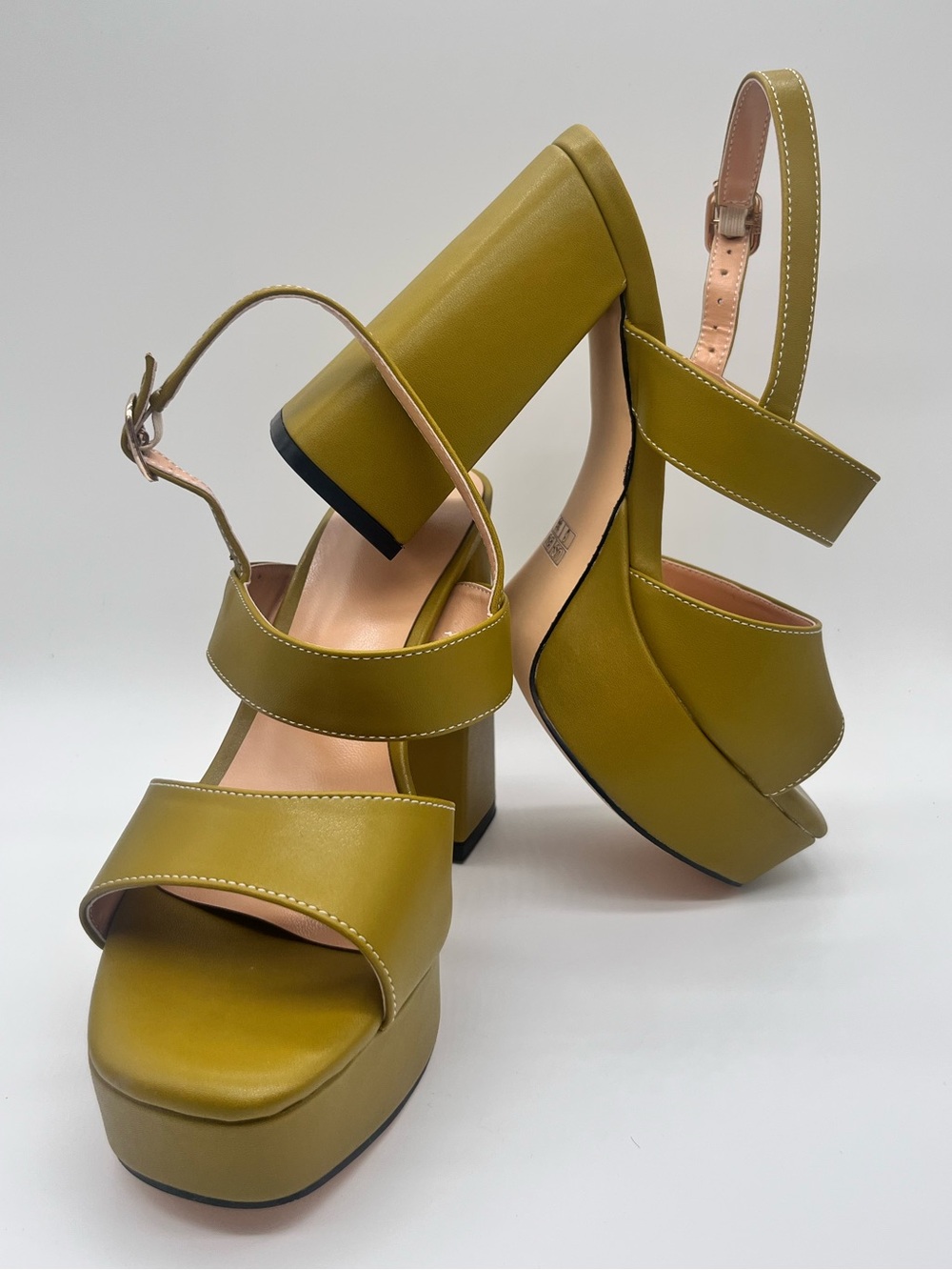 Olive Green Chunky Platform Block Heel Sandals Y2K
